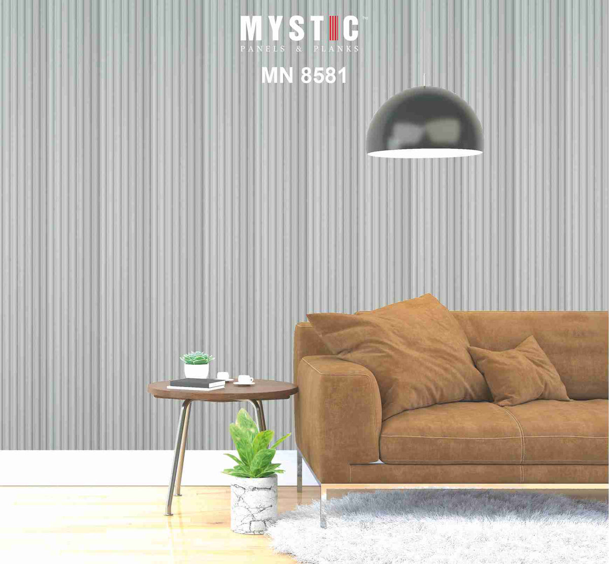 Mid grey fluted solid colour louver panel, Mystic MN-8581