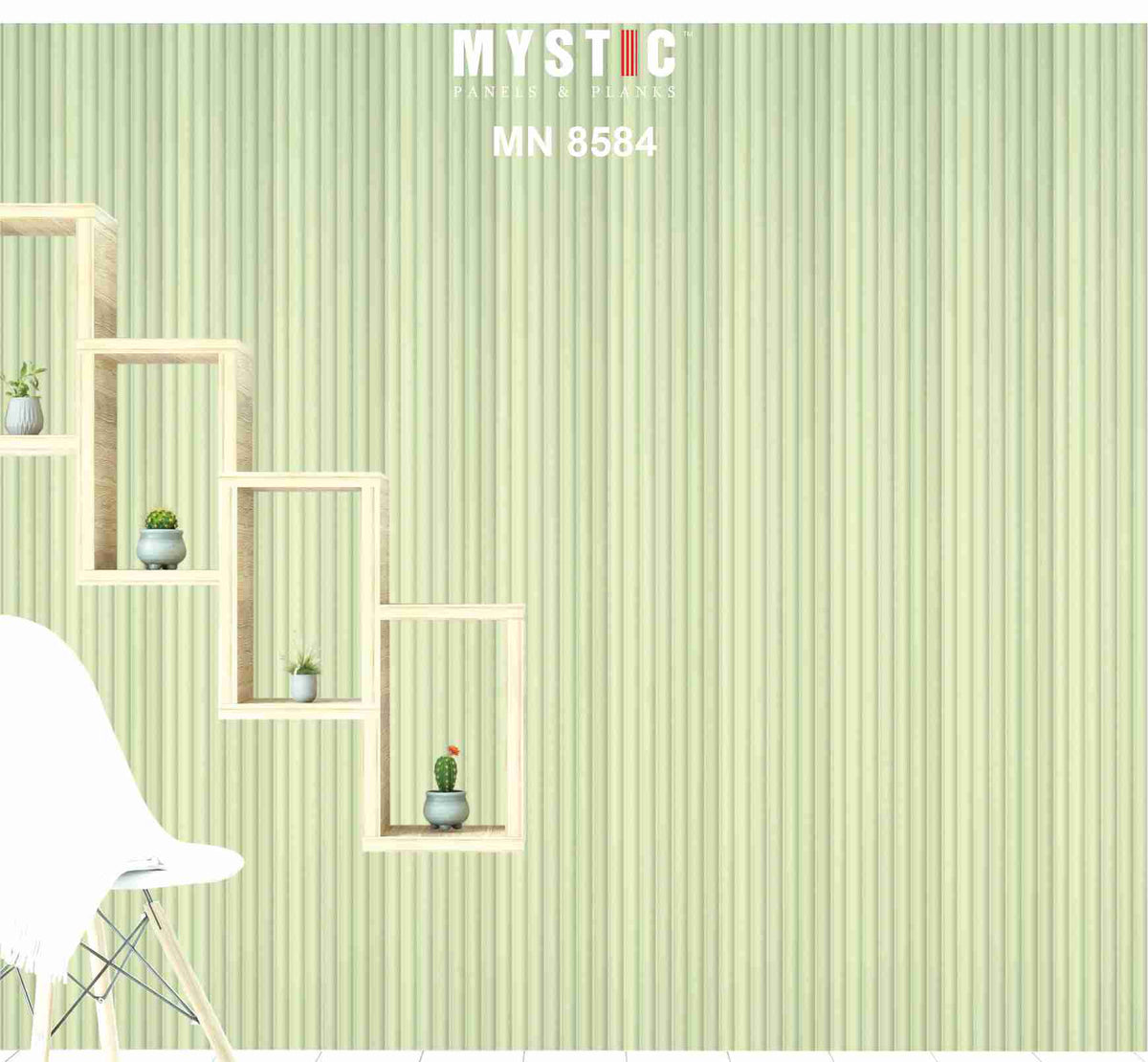 Pale pistachio green fluted pastel louver, code 8584