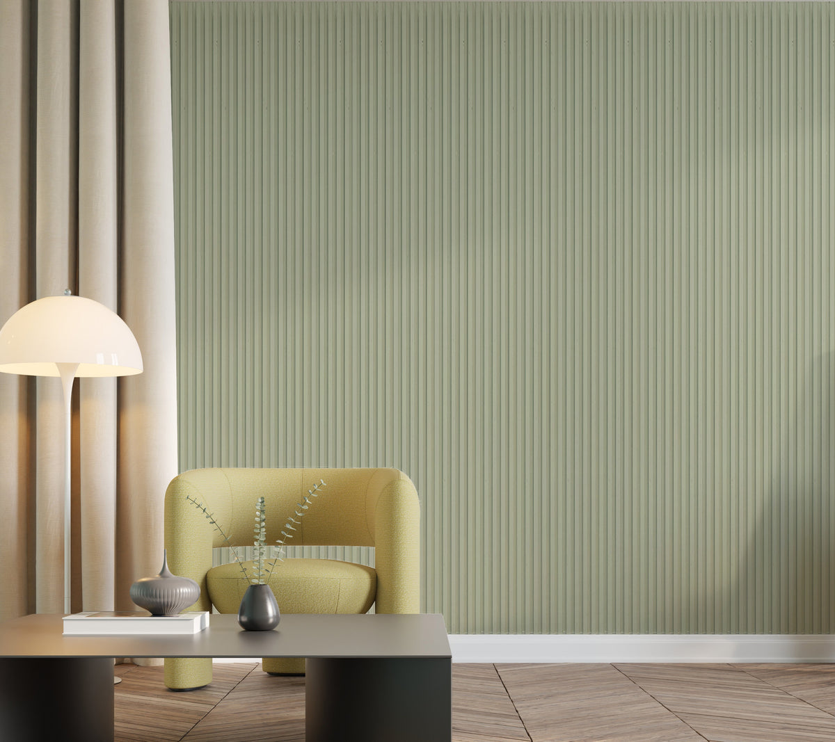 Sage green matte slatted louver MN-5916, 2900x125x10 mm