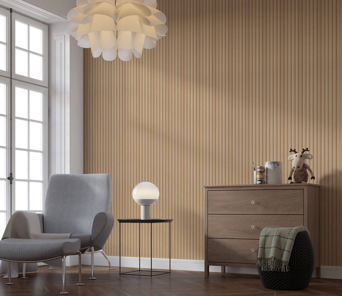 Sand beige matte slatted louver MN-5917, 2900x125x10 mm