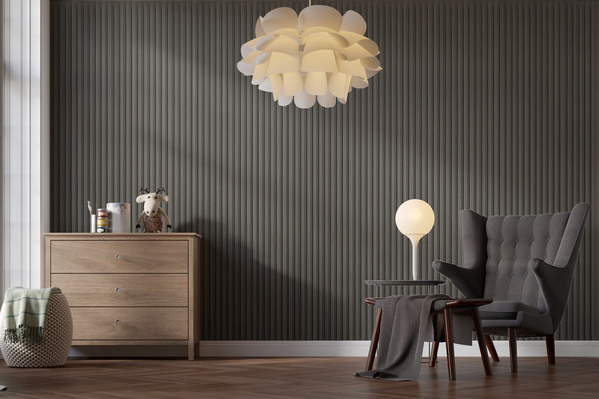 Dark grey matte slatted louver MN-5918, 2900x125x10 mm