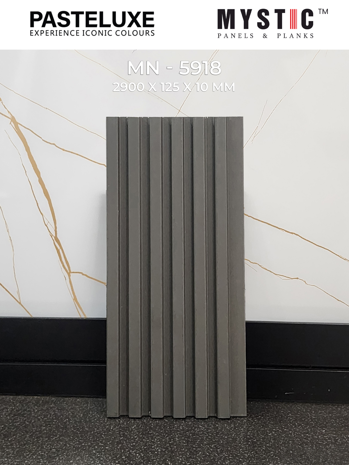 Dark grey matte slatted louver MN-5918, 2900x125x10 mm
