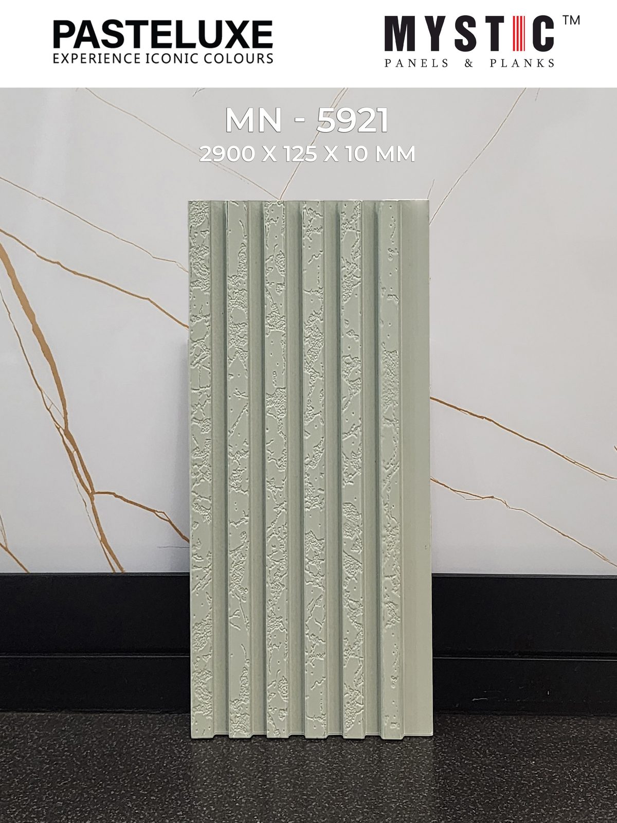 Sage green stone-textured slatted louver MN-5921
