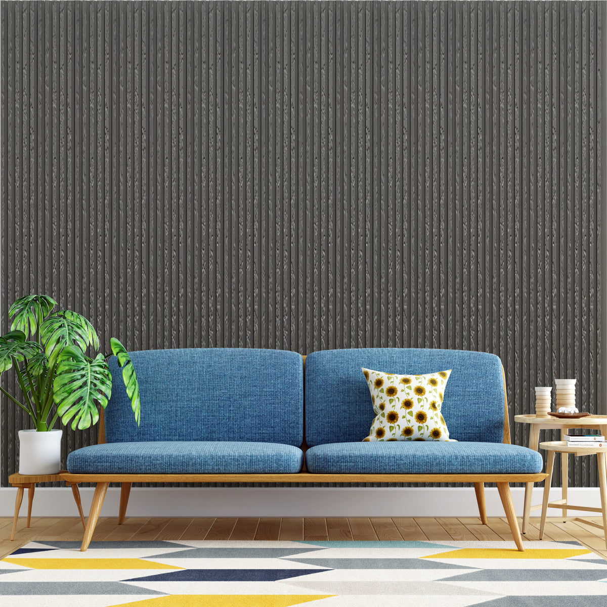 Dark grey stone-textured slatted louver MN-5923