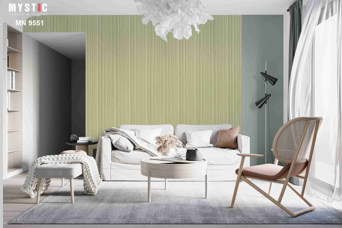 Sage green wavy louver panel, Mystic MN 9551