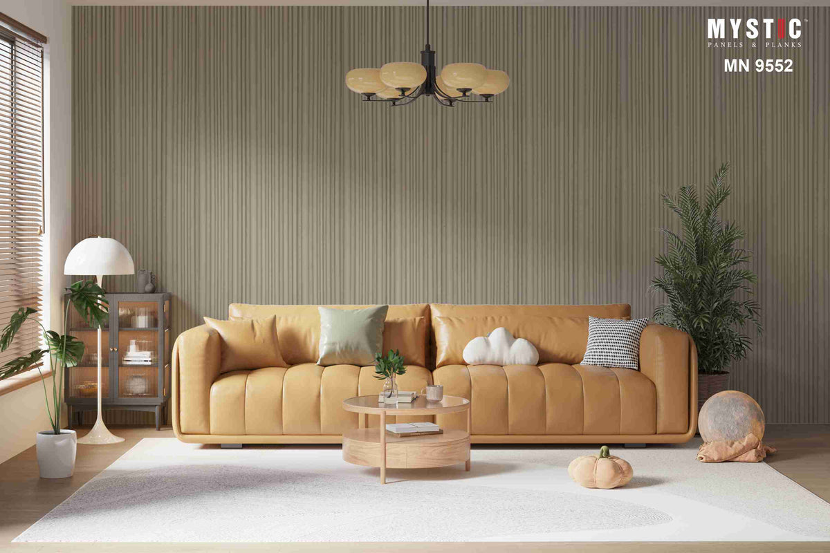 Taupe beige wavy louver panel, Mystic MN 9552