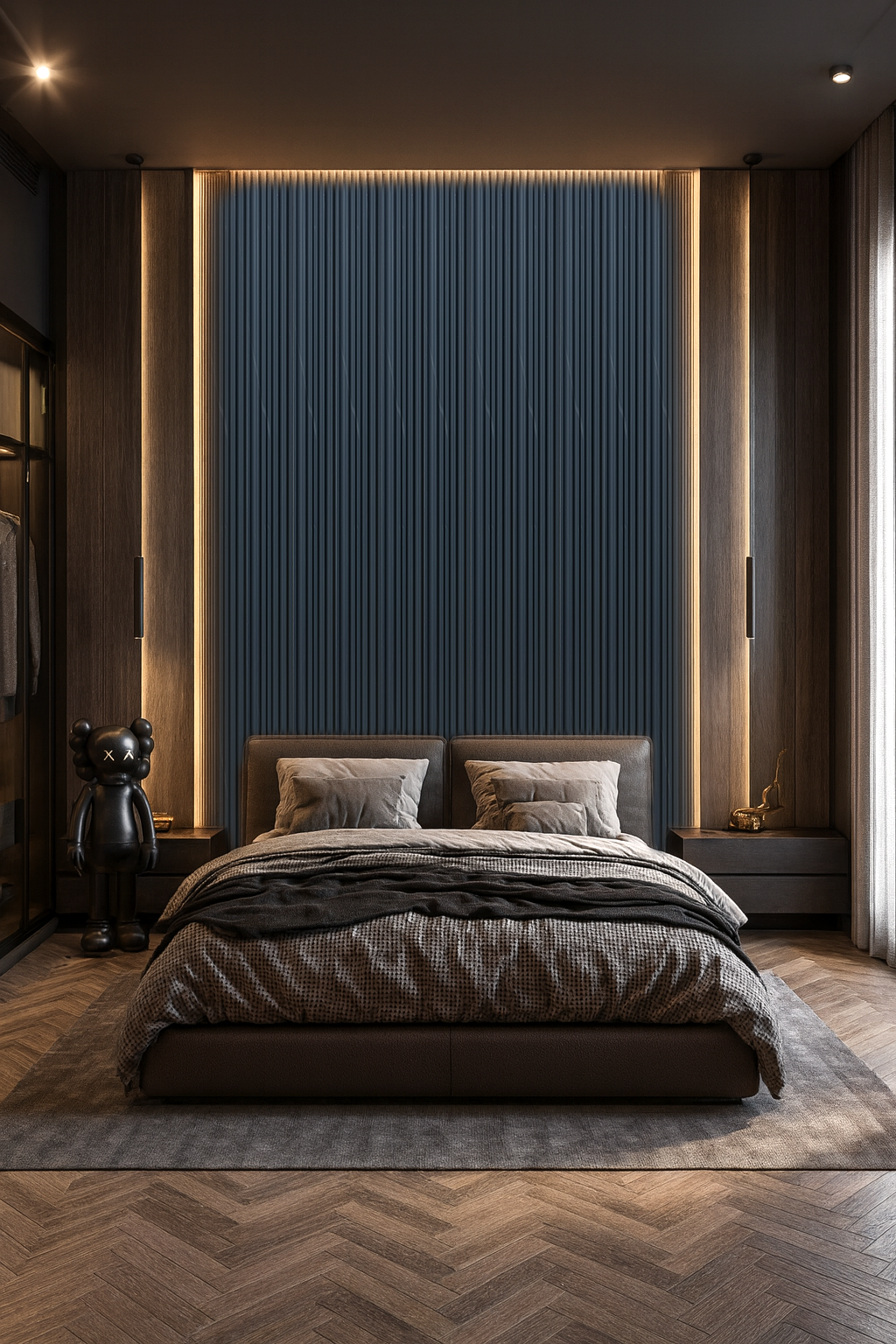 Charcoal grey matte fluted louver sample MN-9560
