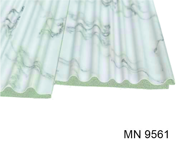 White marble-look wavy louver panel, Mystic MN 9561