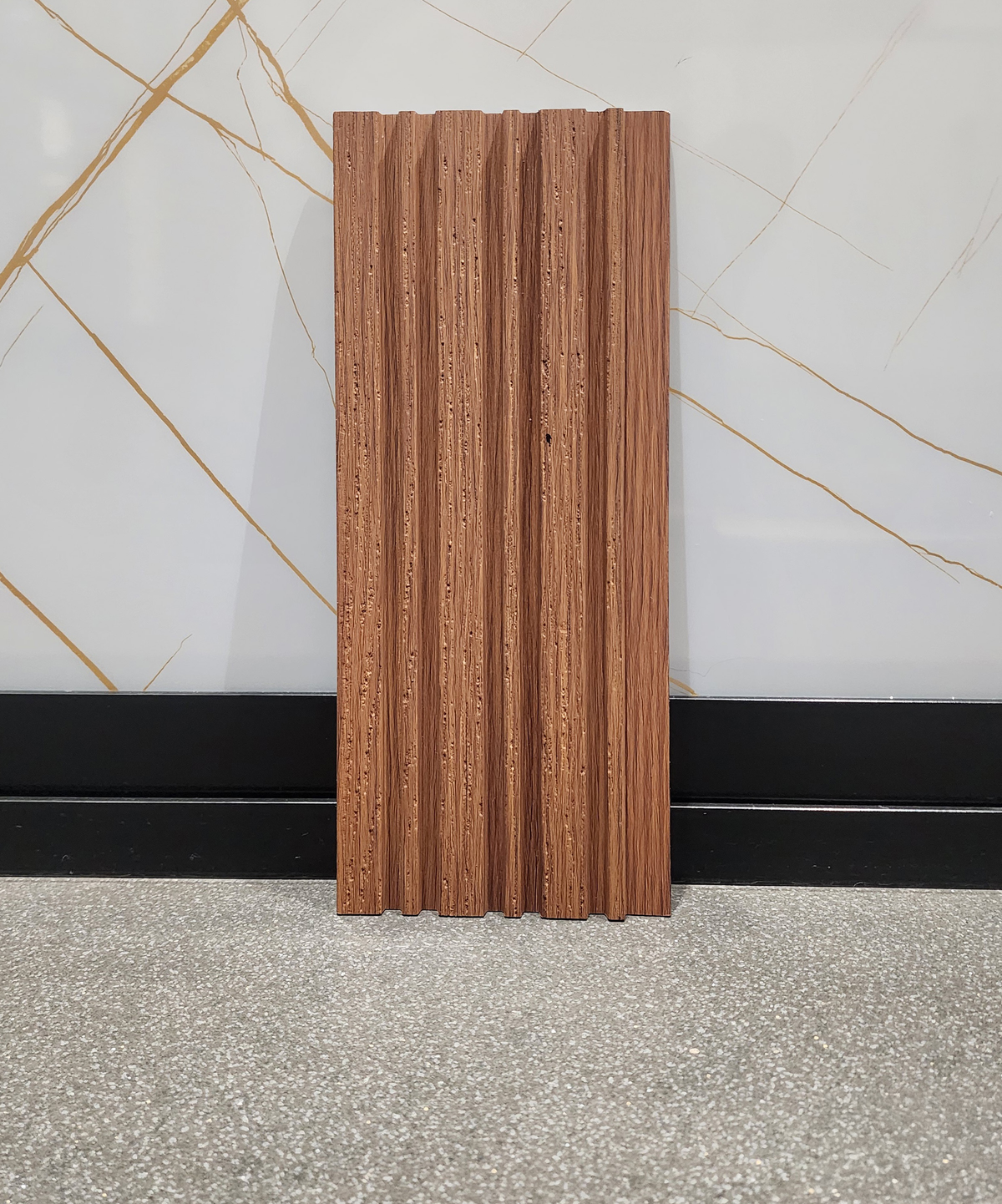 Brown wood-grain fluted louver with distressed texture, Mystic MN-5901