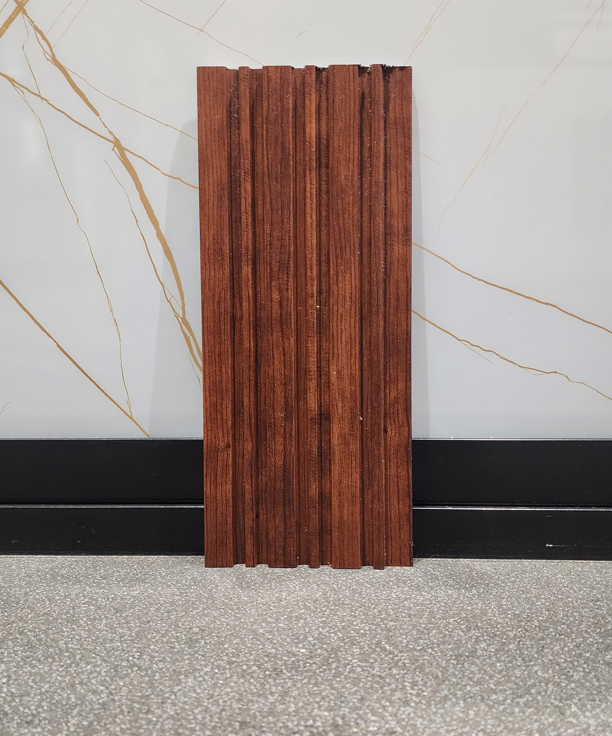 Mahogany brown wood-grain fluted louver, Mystic MN-5904