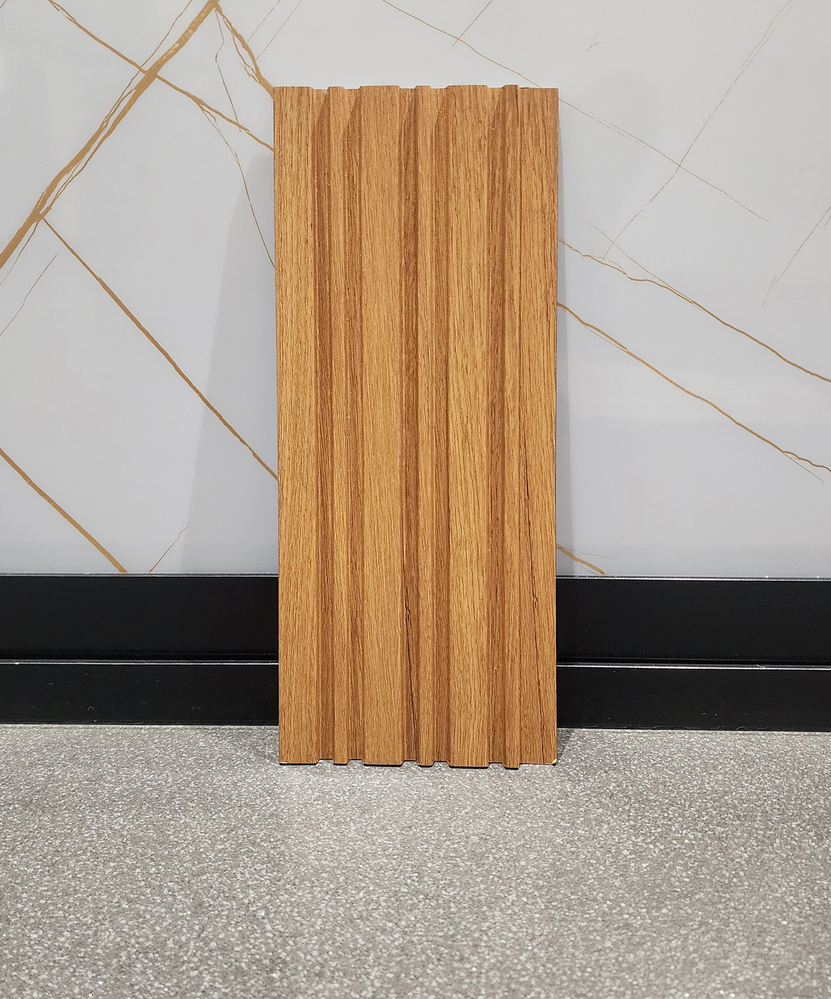 Honey oak wood-grain fluted louver, Mystic MN-5905