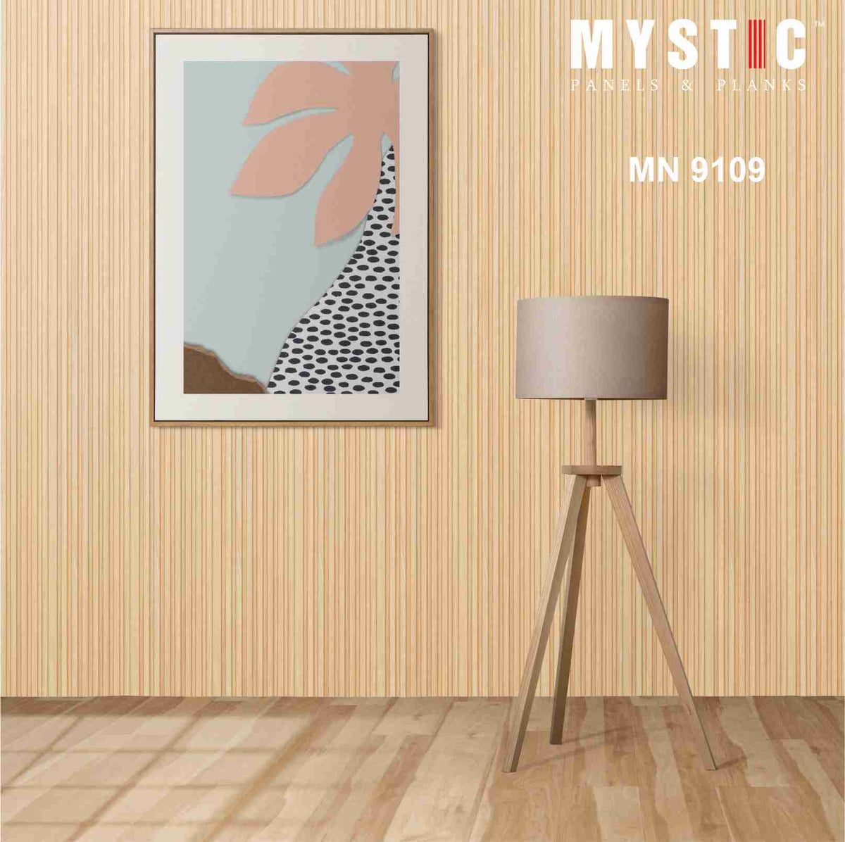 Mystic Prive XL light natural oak wood-grain fluted louver planks, MN-9109
