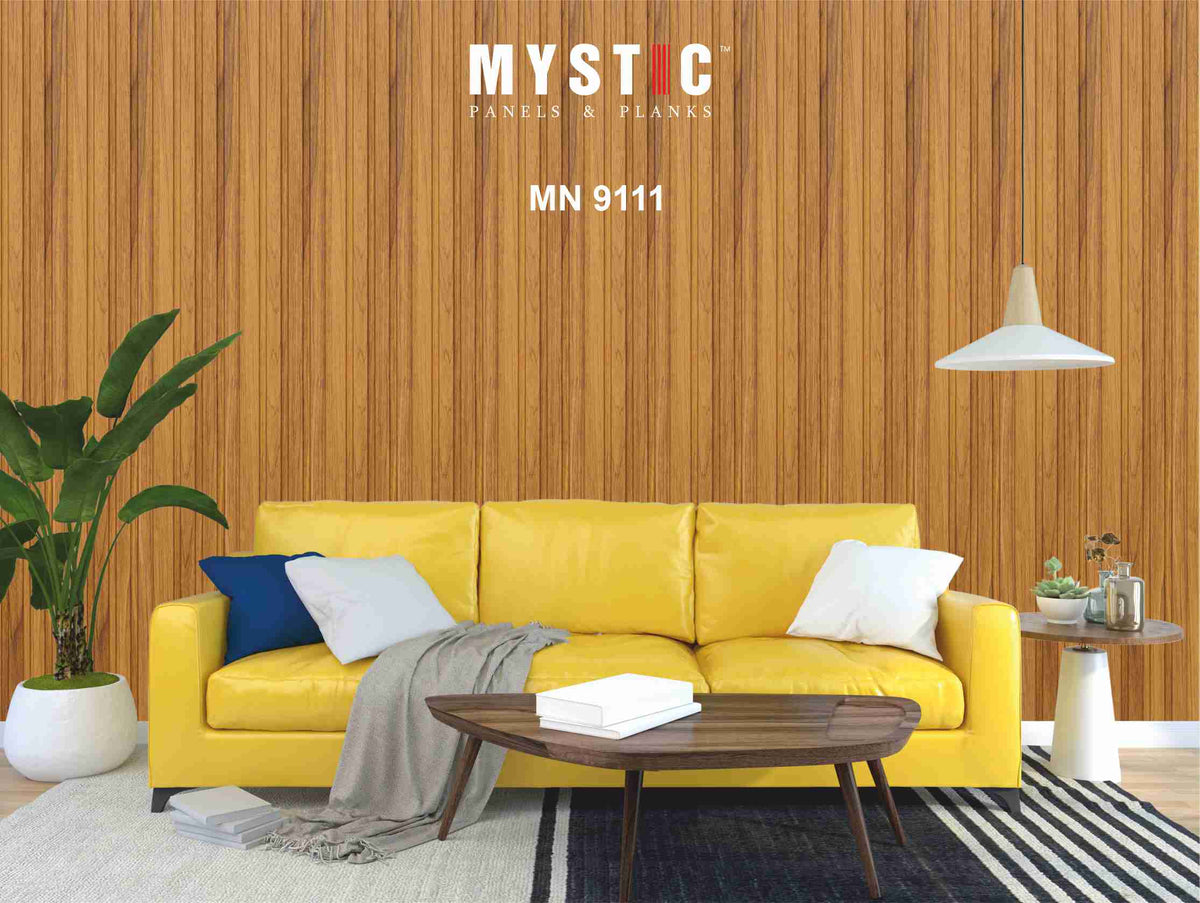 Mystic Prive XL golden teak wood-grain fluted louver planks, MN-9111
