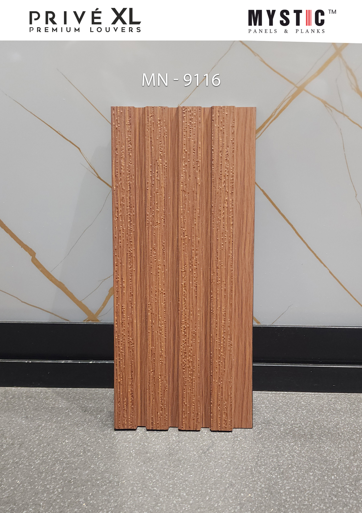 Reddish brown textured teak louver, Mystic MN-9116