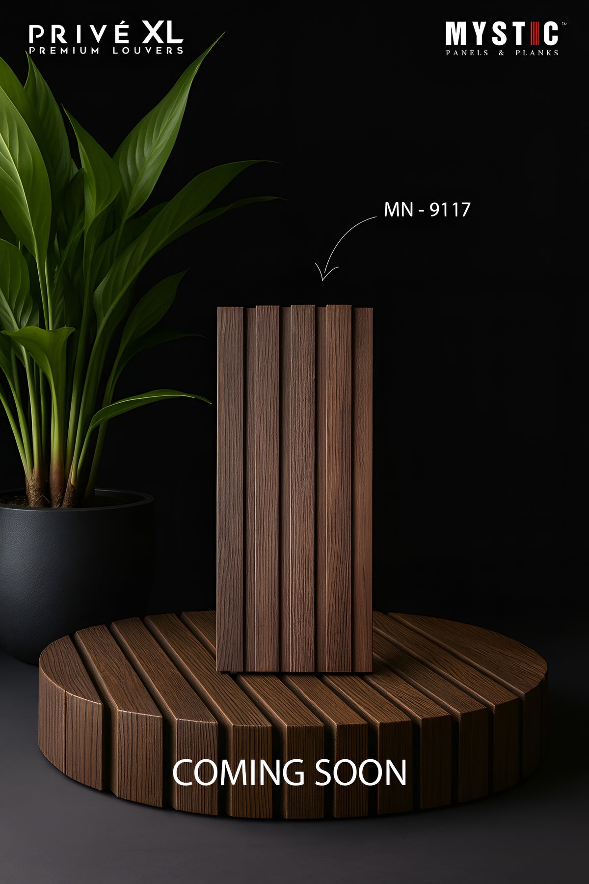 Dark brown textured wood louver, Mystic MN-9117