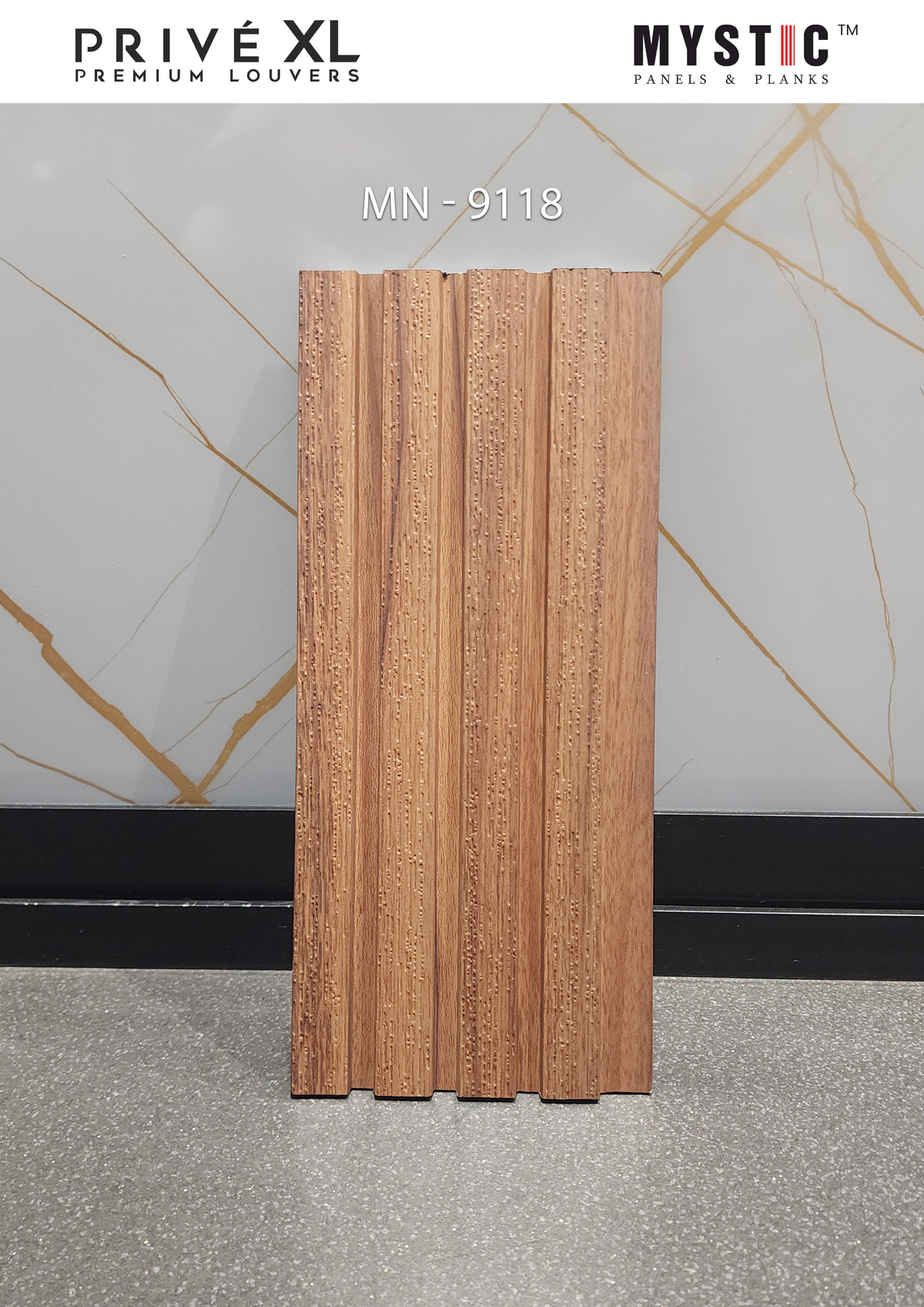 Medium brown textured walnut louver, Mystic MN-9118