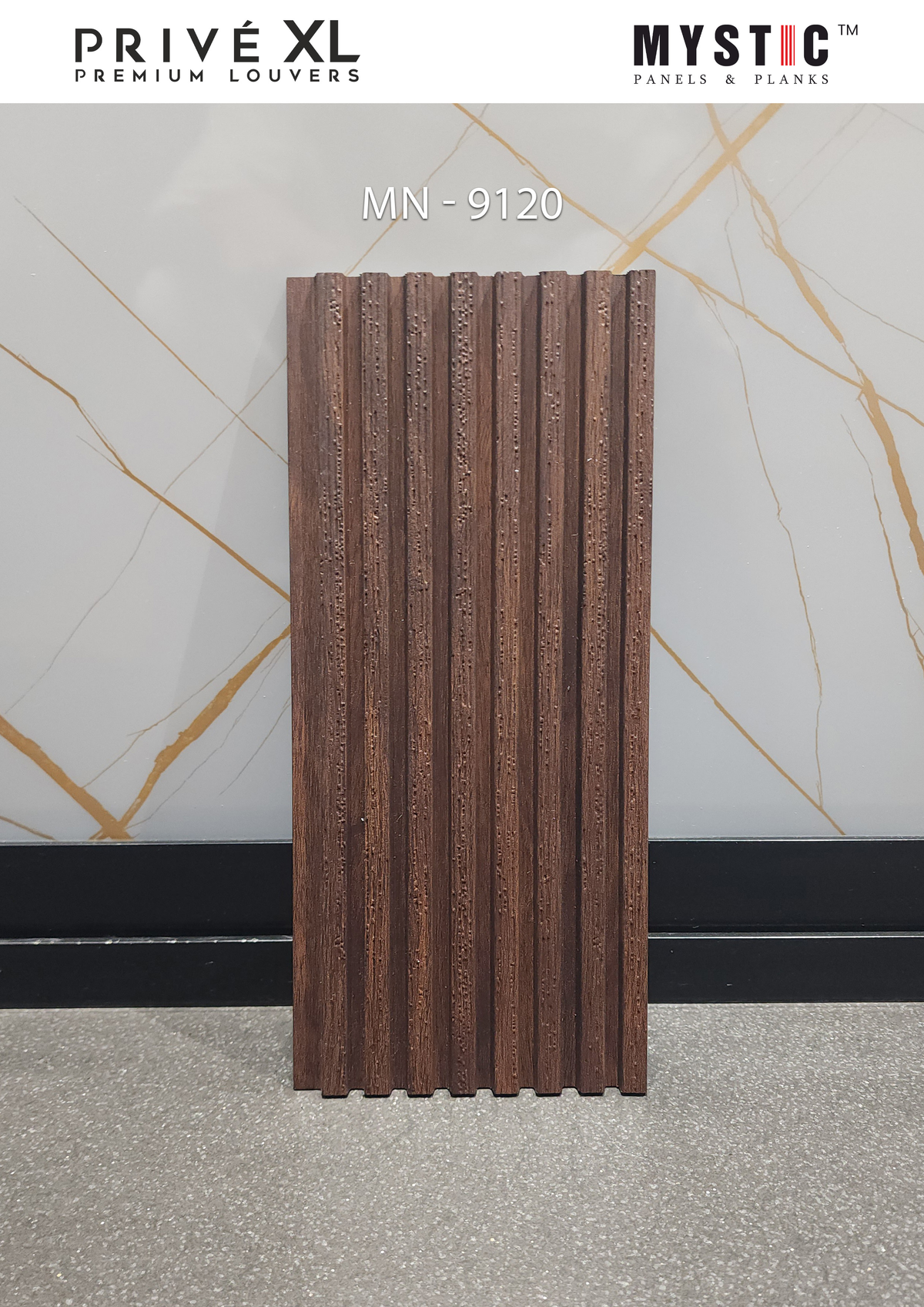 Dark brown textured wood louver, Mystic MN-9120