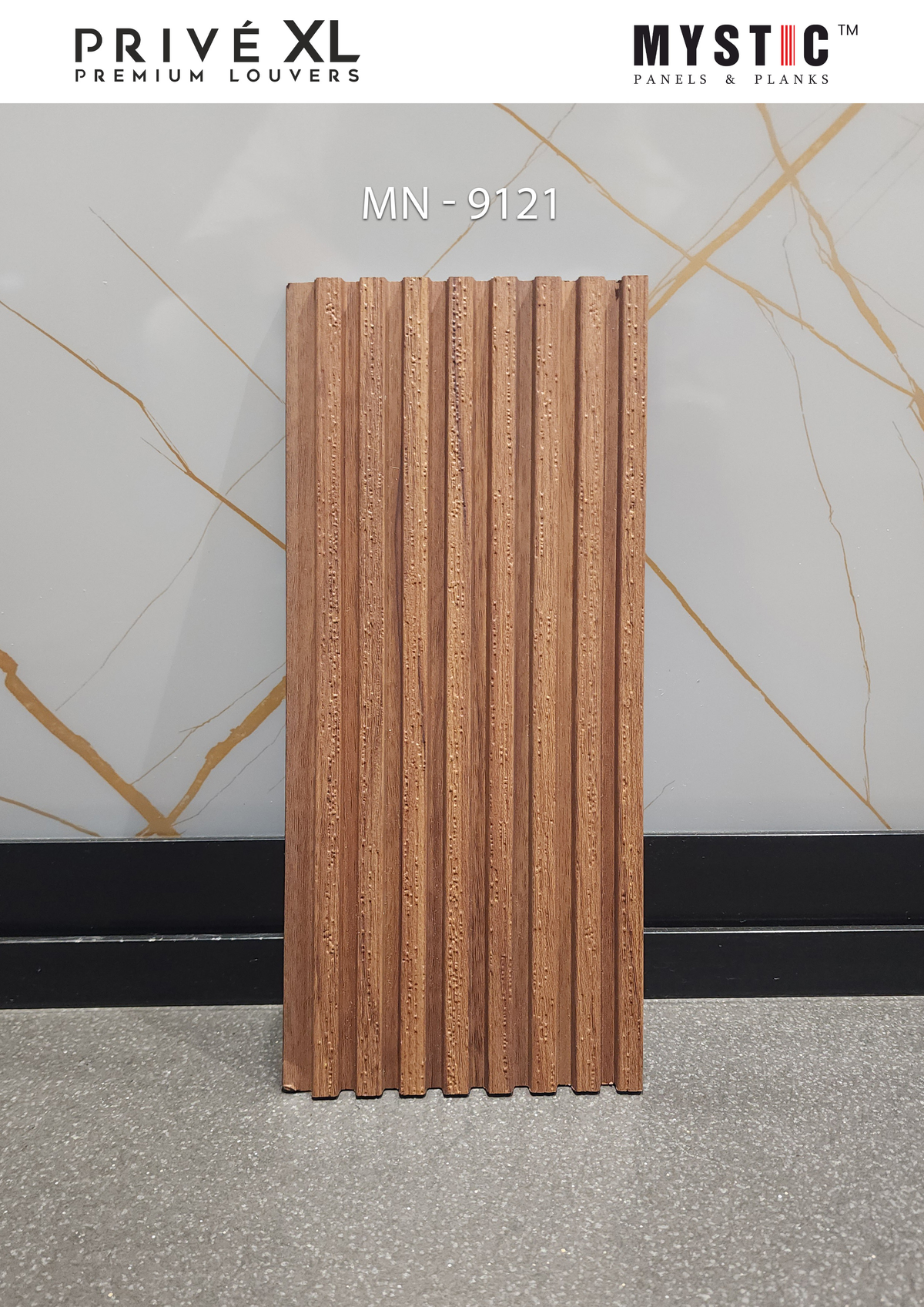 Medium brown textured wood louver, Mystic MN-9121