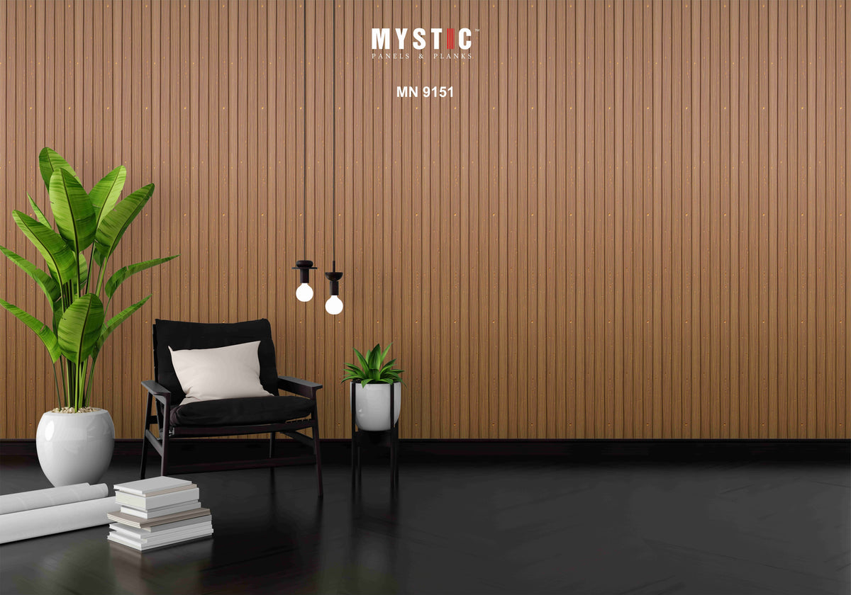 Brown wood-grain louver with gold flecks, Mystic MN 9151