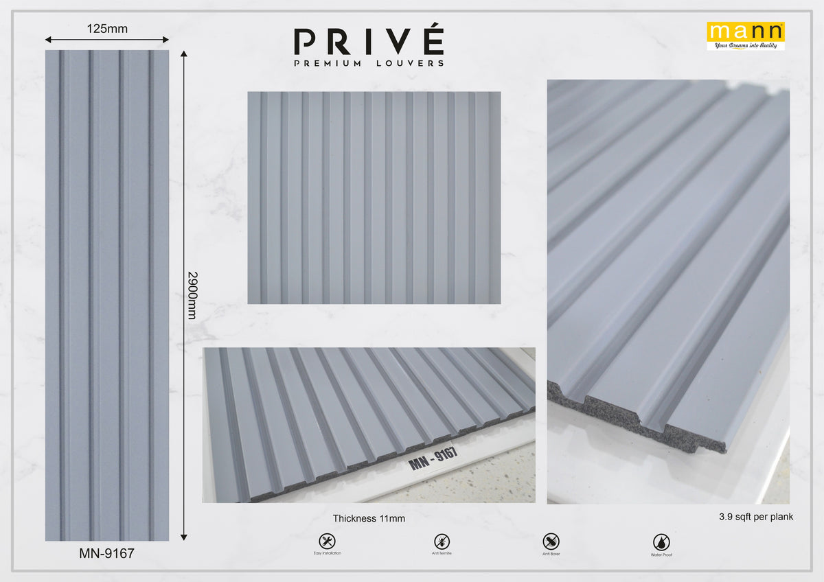 Light grey solid colour louver, Mystic MN 9167