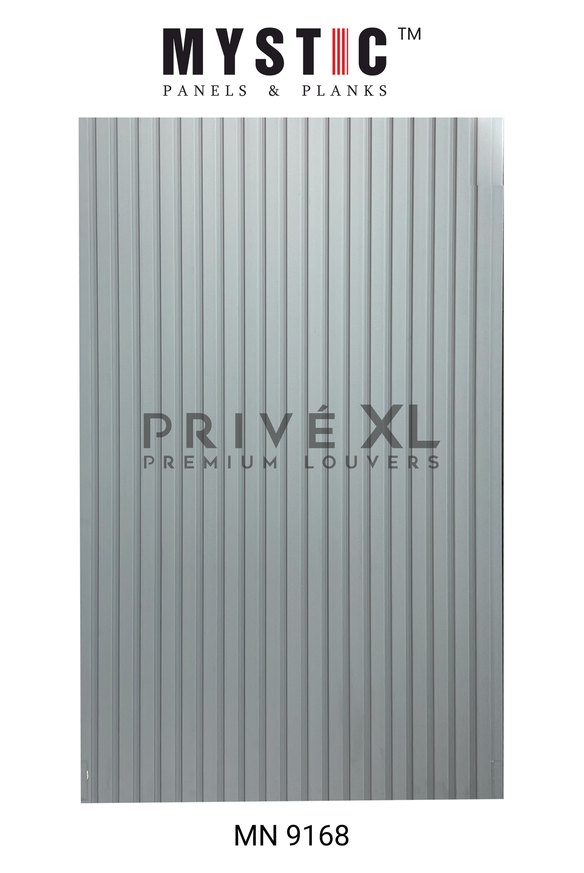 Light grey fluted louver panel in plain matte finish, Mystic Prive XL MN 9168