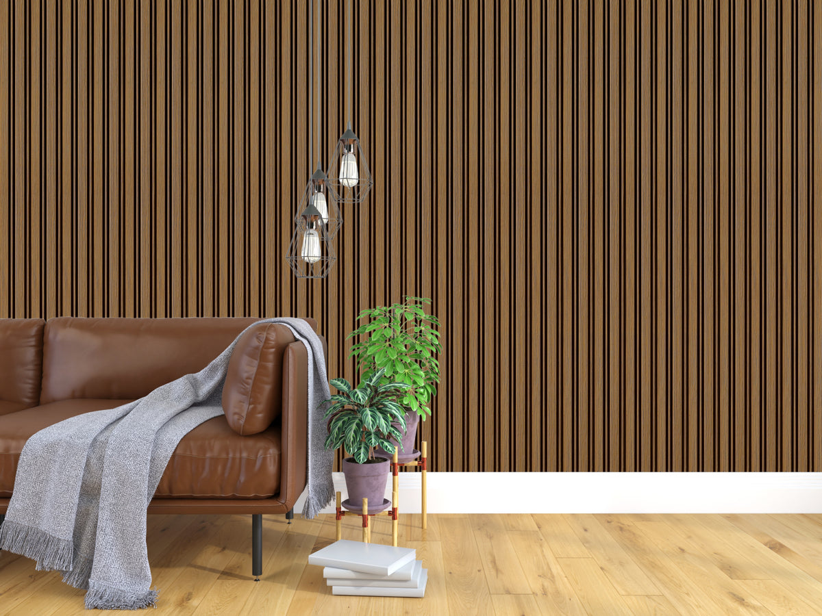 Brown wood-grain louver strip, Mystic Prive MN 9171