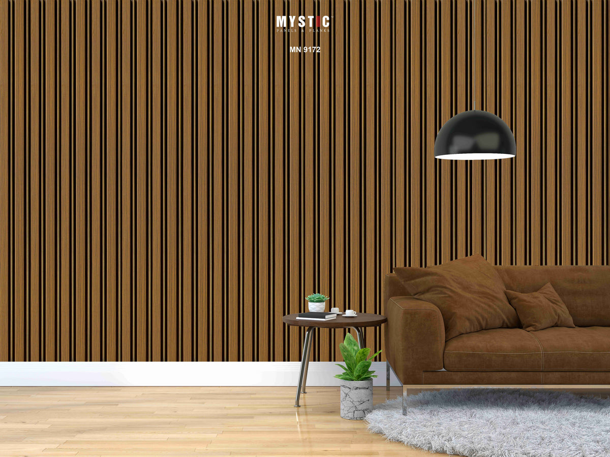 Reddish-brown wood-grain louver strip, Mystic Prive MN 9172