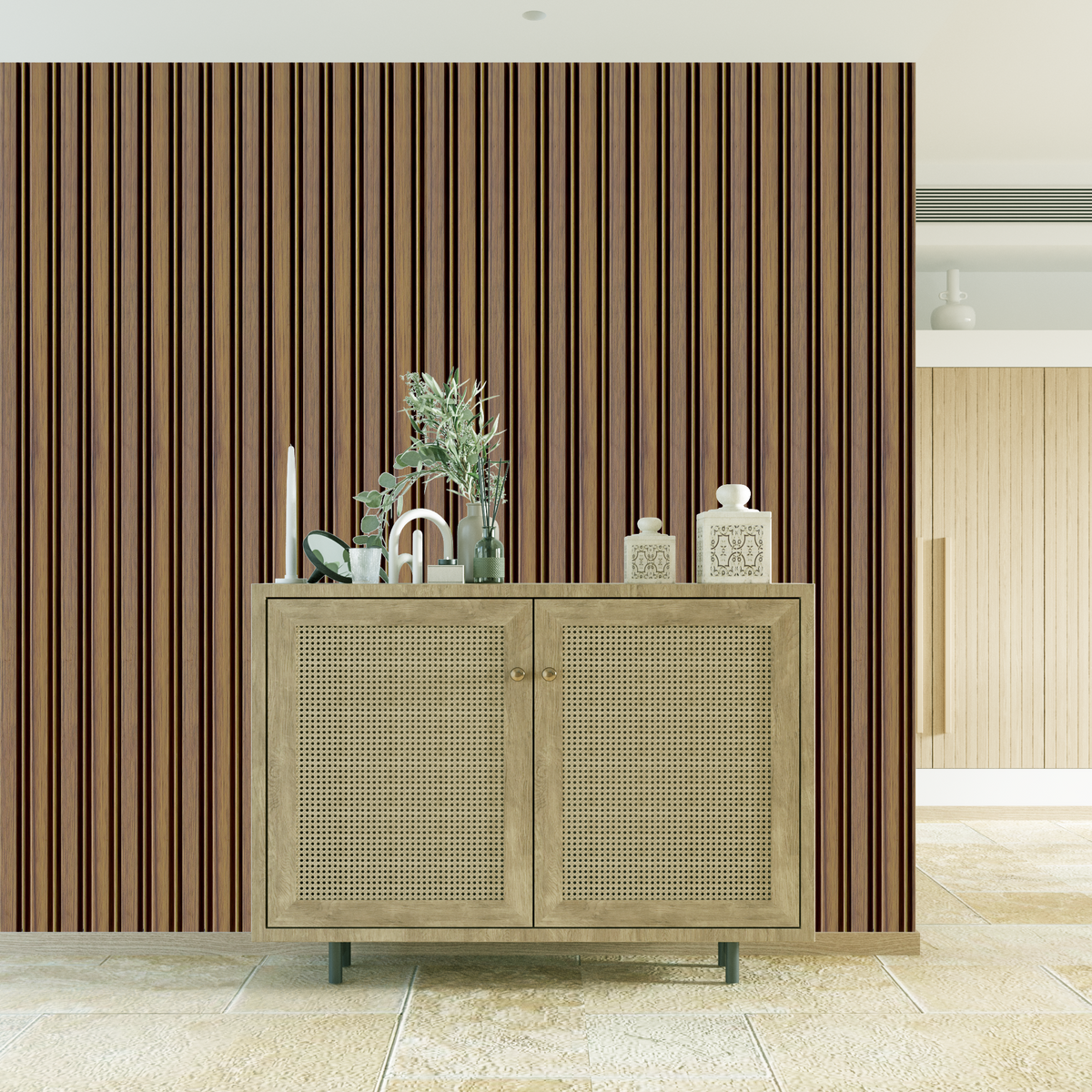 Brown wood-tone louver strip, Mystic Prive MN 9178