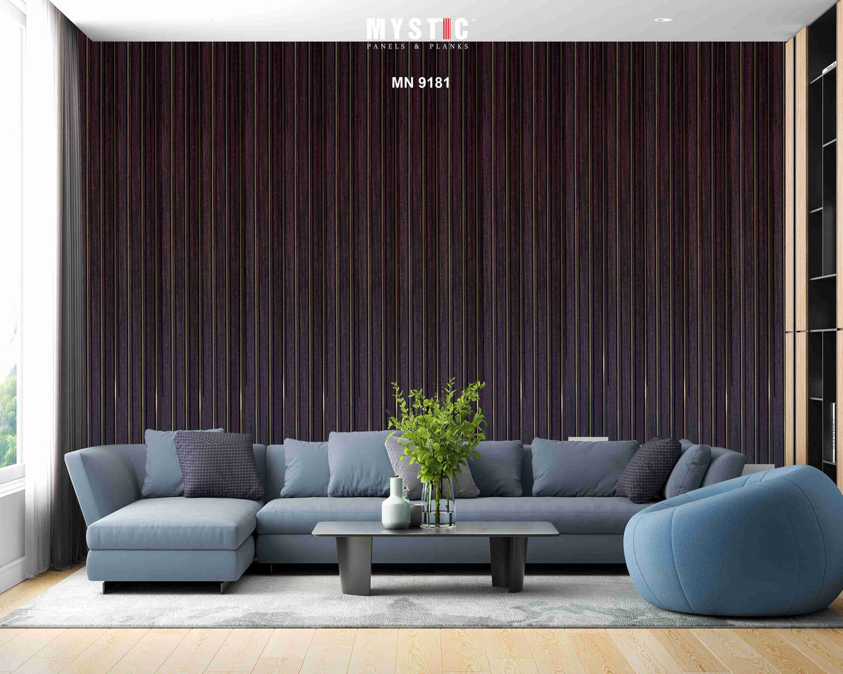 Dark wenge wood-grain louver with gold strip lines MN-9181