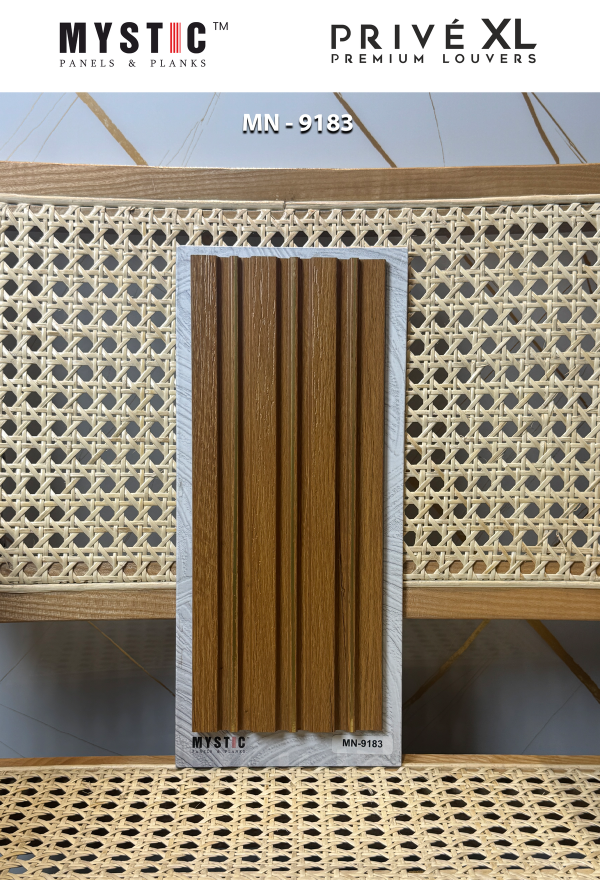 Honey oak wood-grain fluted louver MN-9183