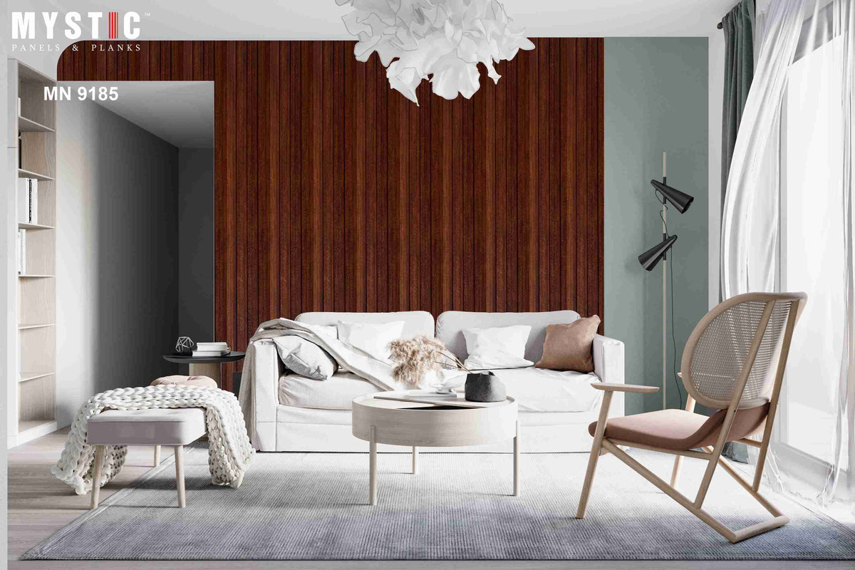 Mahogany brown wood-grain fluted louver MN-9185