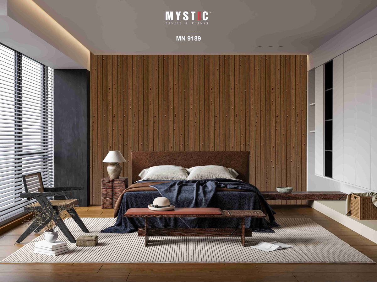 Oak brown wood louver with gold flecks MN-9189