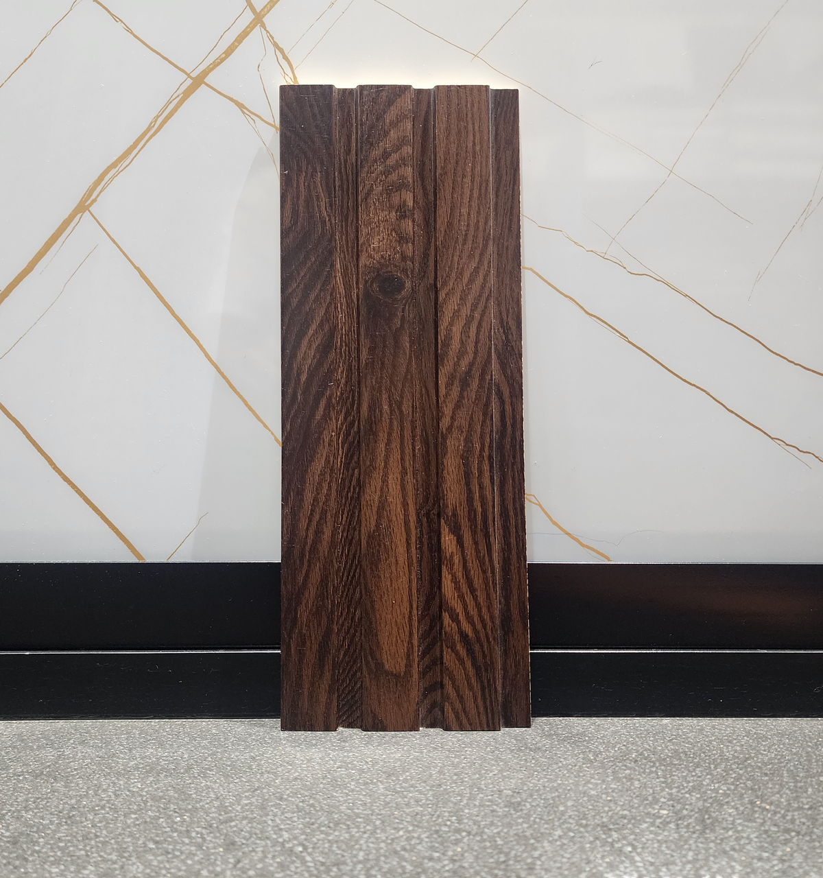 Dark smoked oak fluted louver sample, Mystic MN-9504