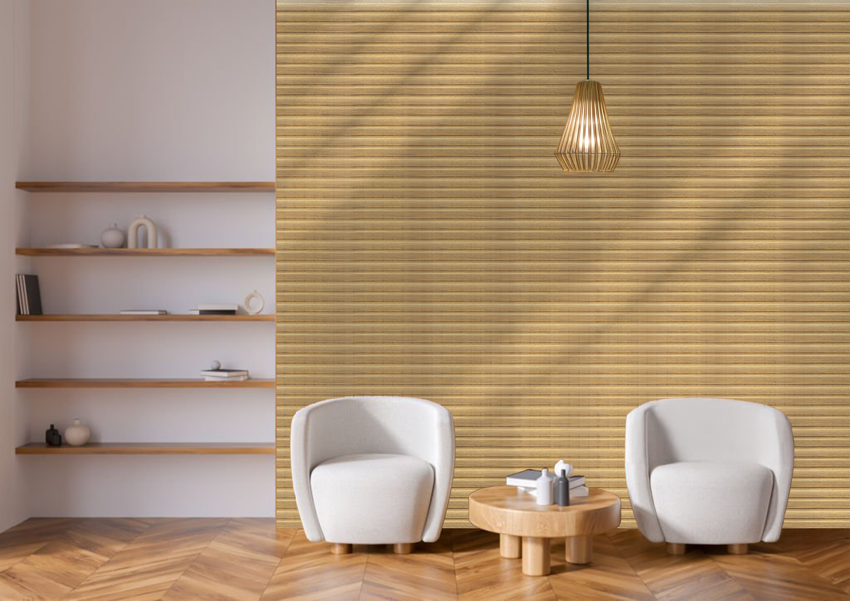 Golden-brown teak fluted louver sample, Mystic MN-9507