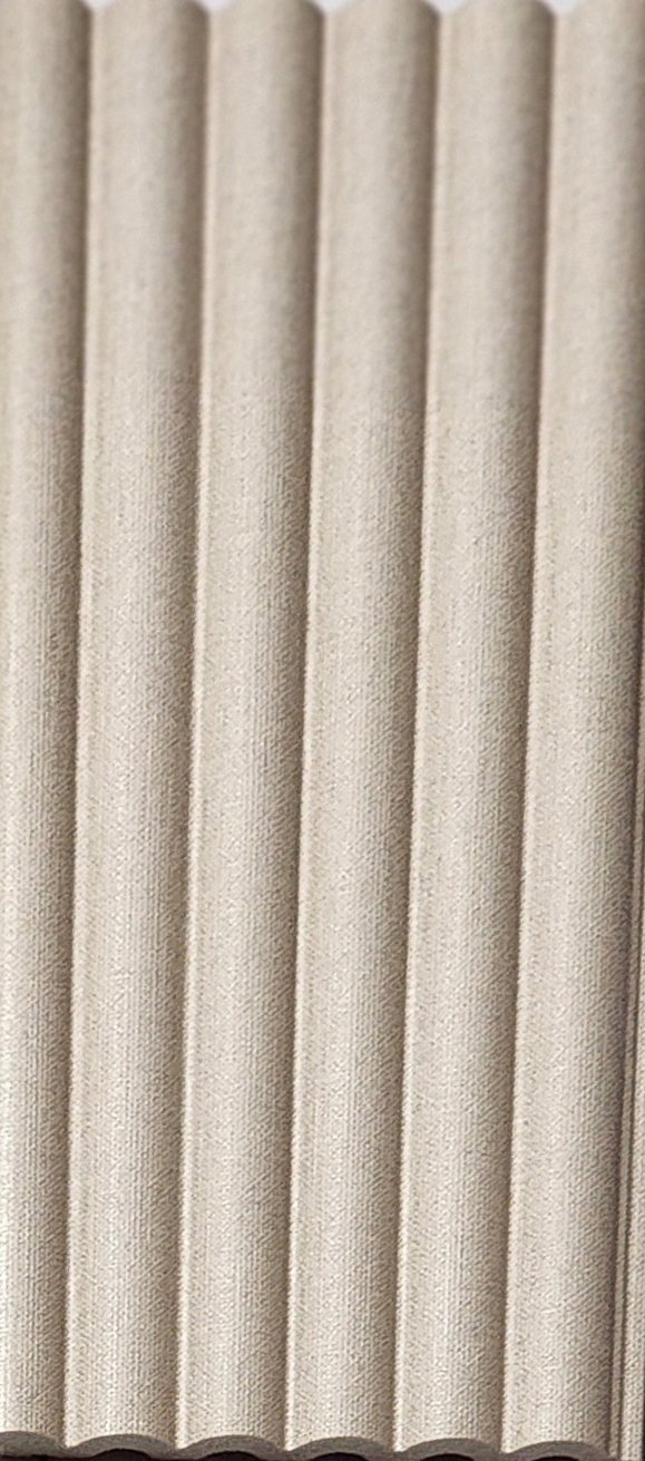 Beige linen-texture fluted louver, Mystic MN-95028