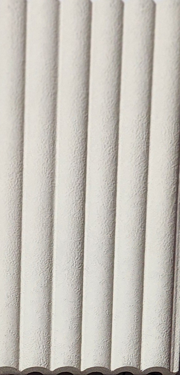 Cream stucco-texture fluted louver, Mystic MN-95030
