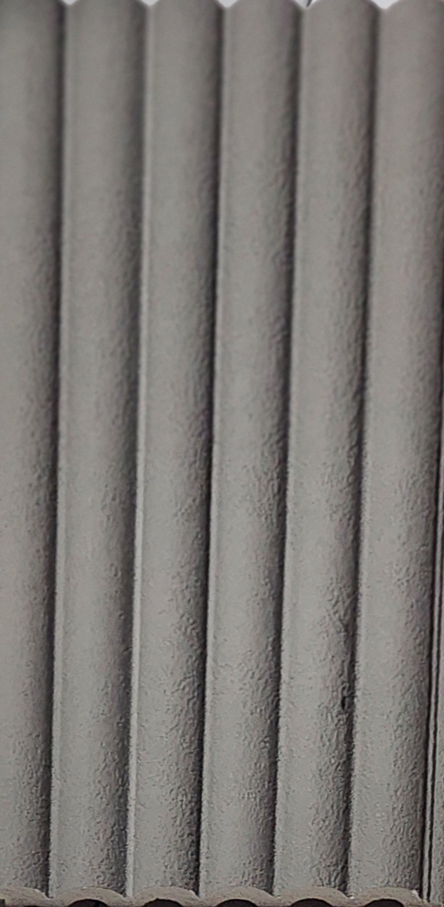 Grey stucco-texture fluted louver, Mystic MN-95032