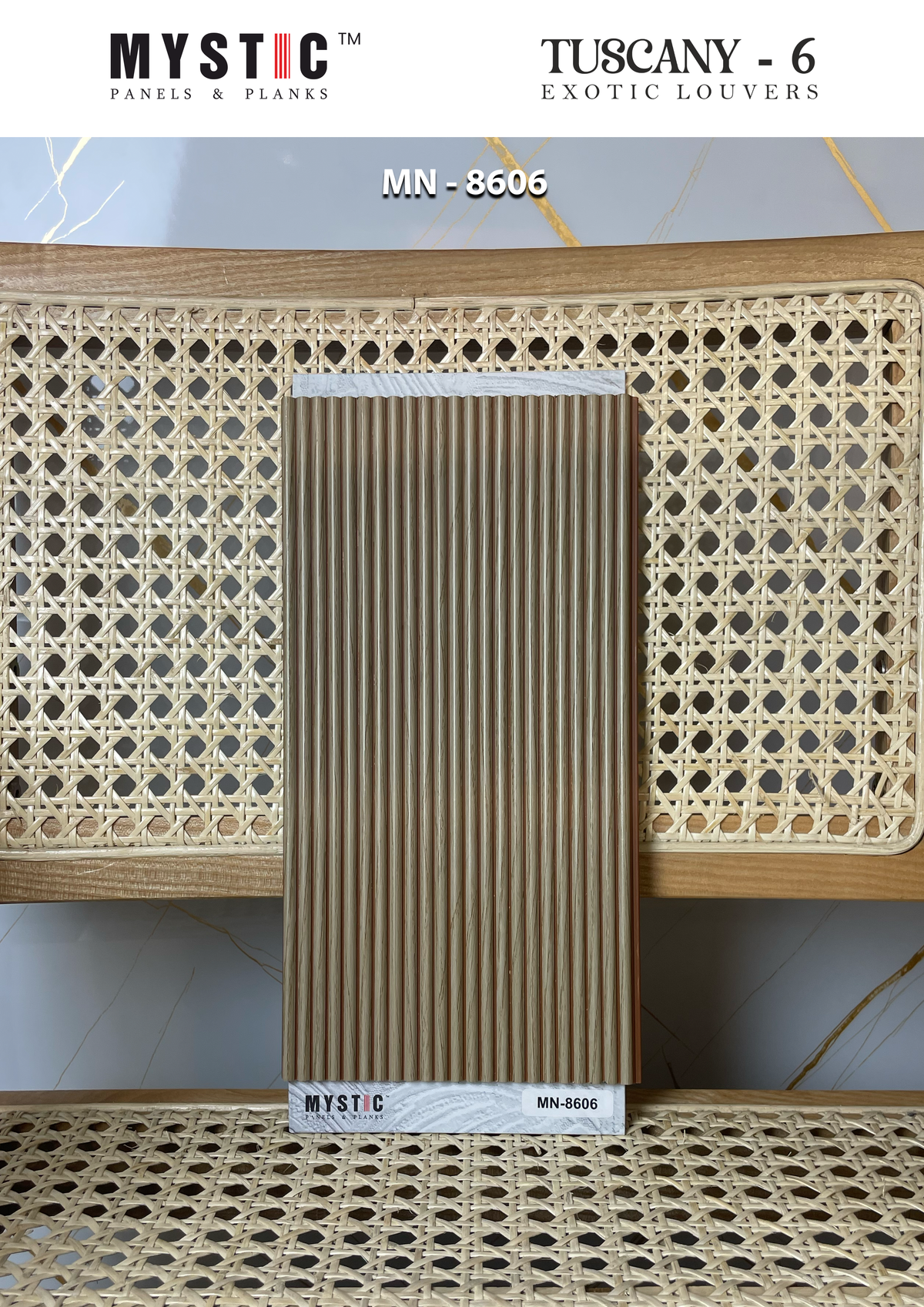 Light beige oak-look fluted louver, Mystic MN-8606