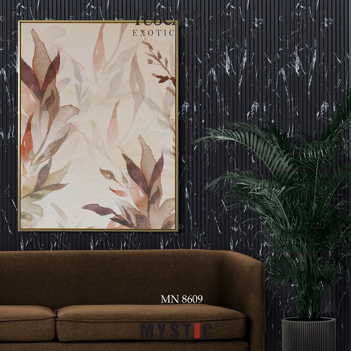 Black marble fluted louver with white veins, MN-8609