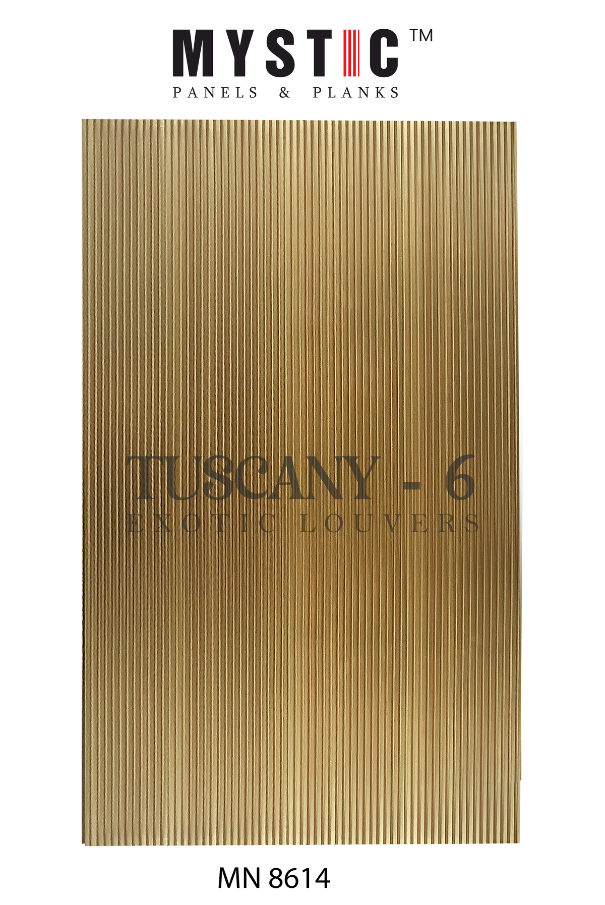 Fine fluted gold metallic louver panel, Mystic MN 8614