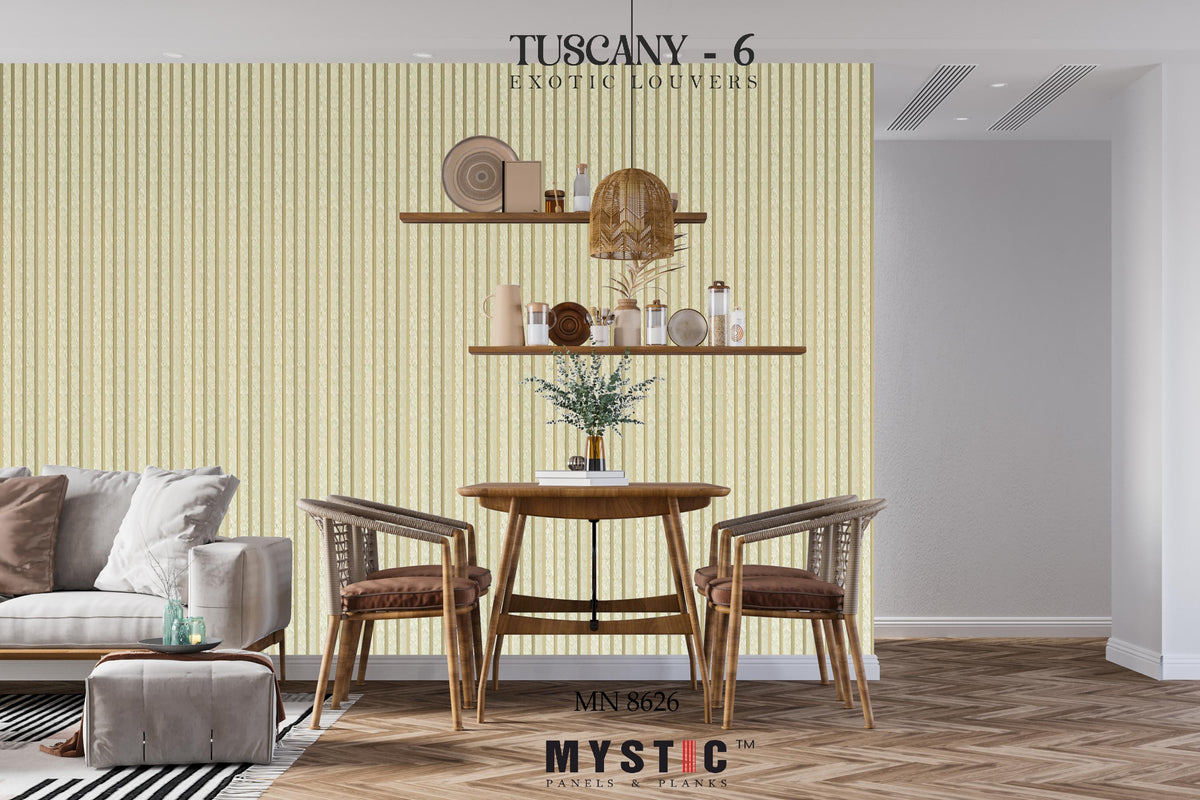 Cream textured louver with champagne gold grooves, MN-8626