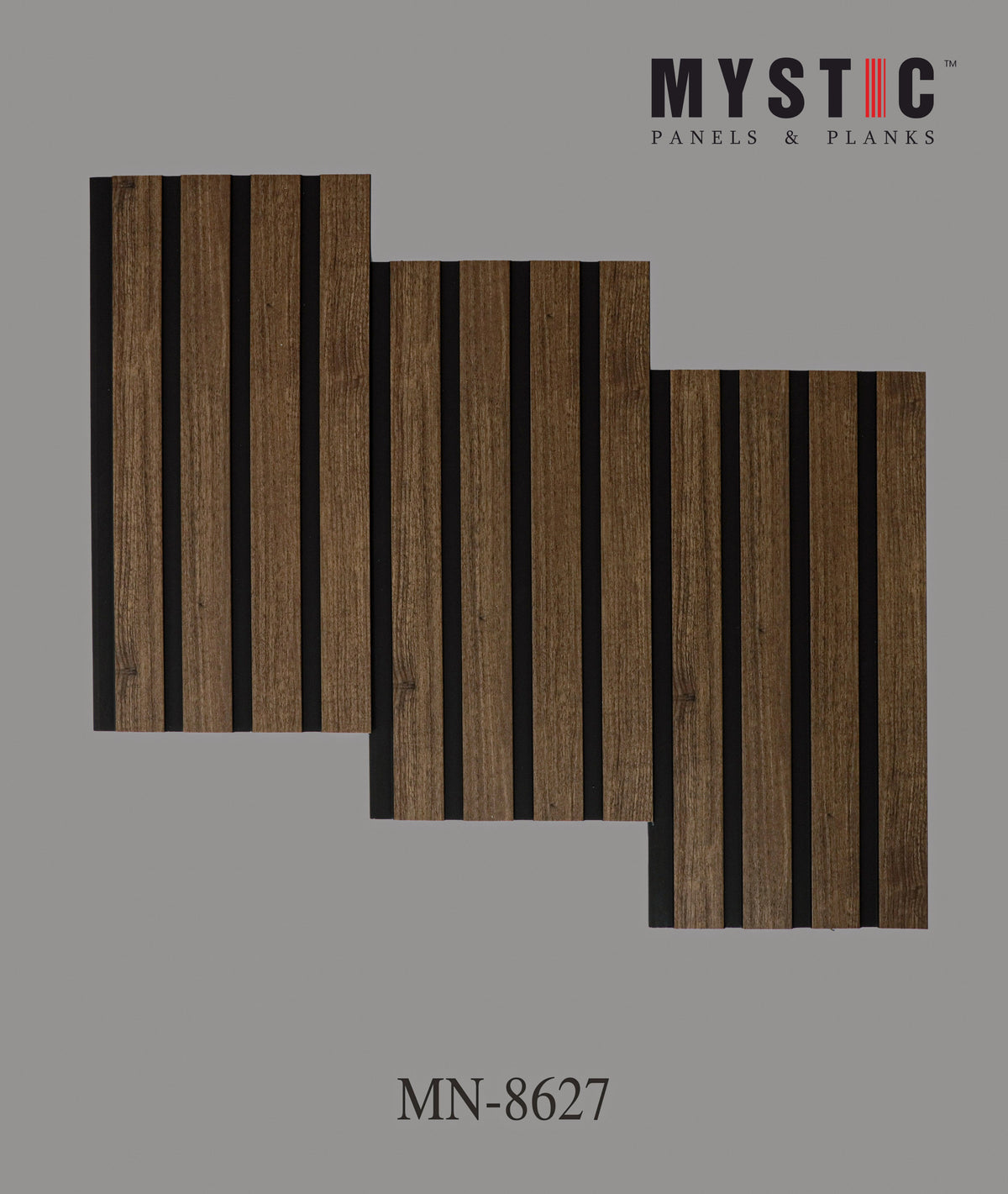 Walnut wood-grain louver with black grooves, MN-8627