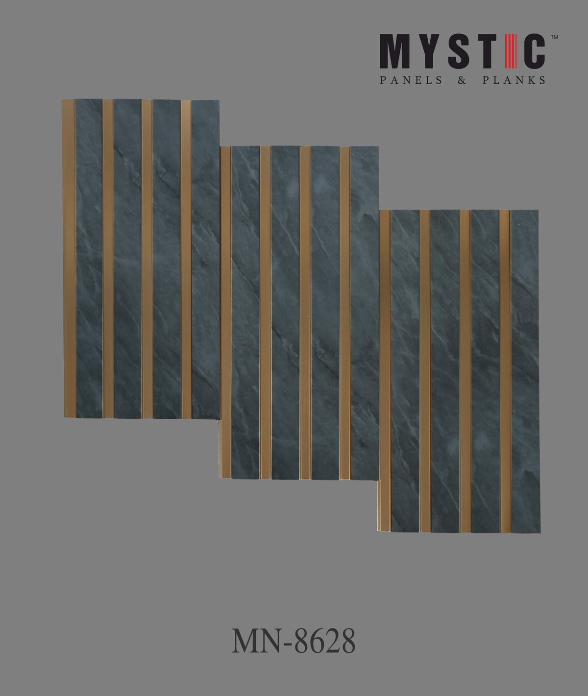 Dark grey marble louver with bronze grooves, MN-8628