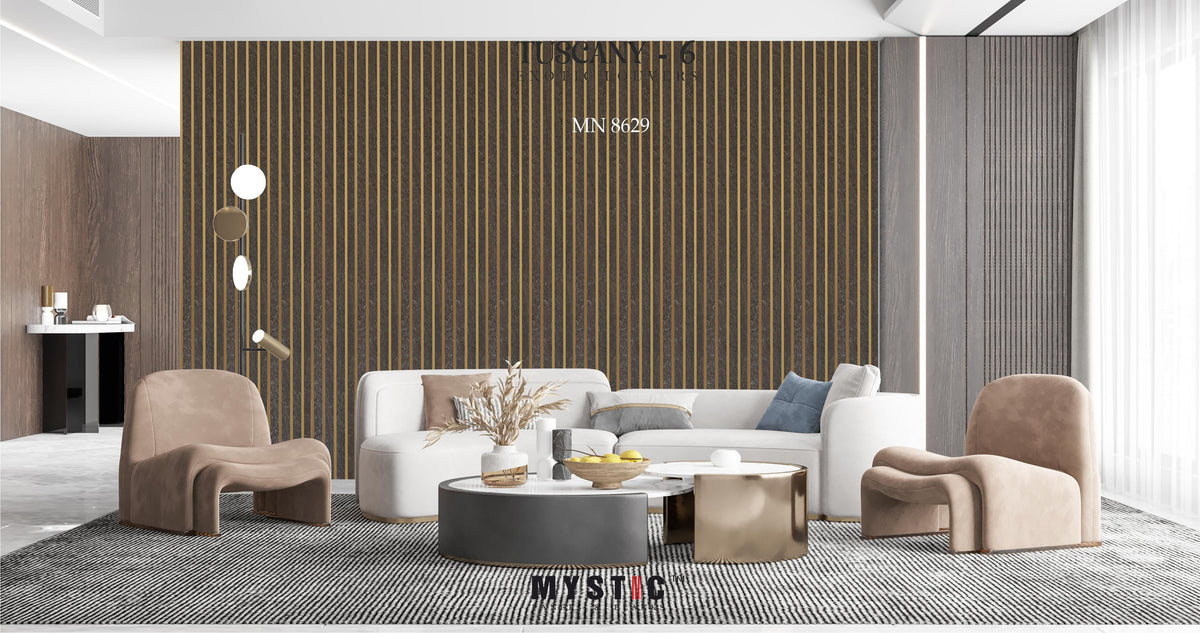 Charcoal slate stone louver with gold grooves, MN-8629