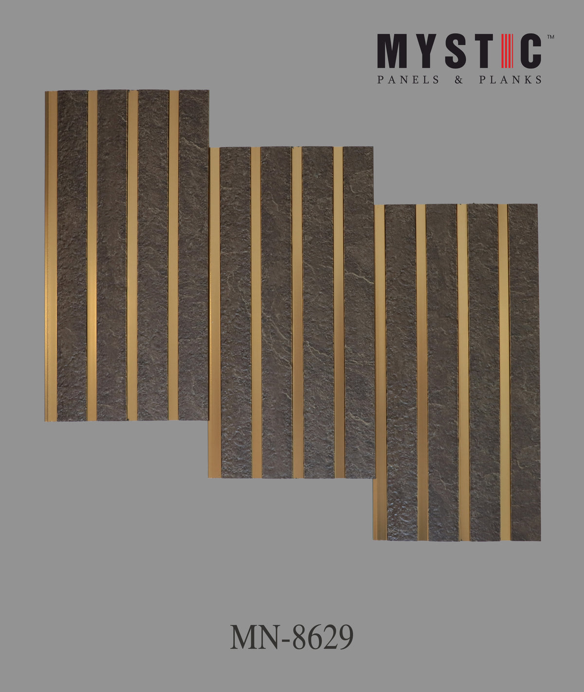 Charcoal slate stone louver with gold grooves, MN-8629