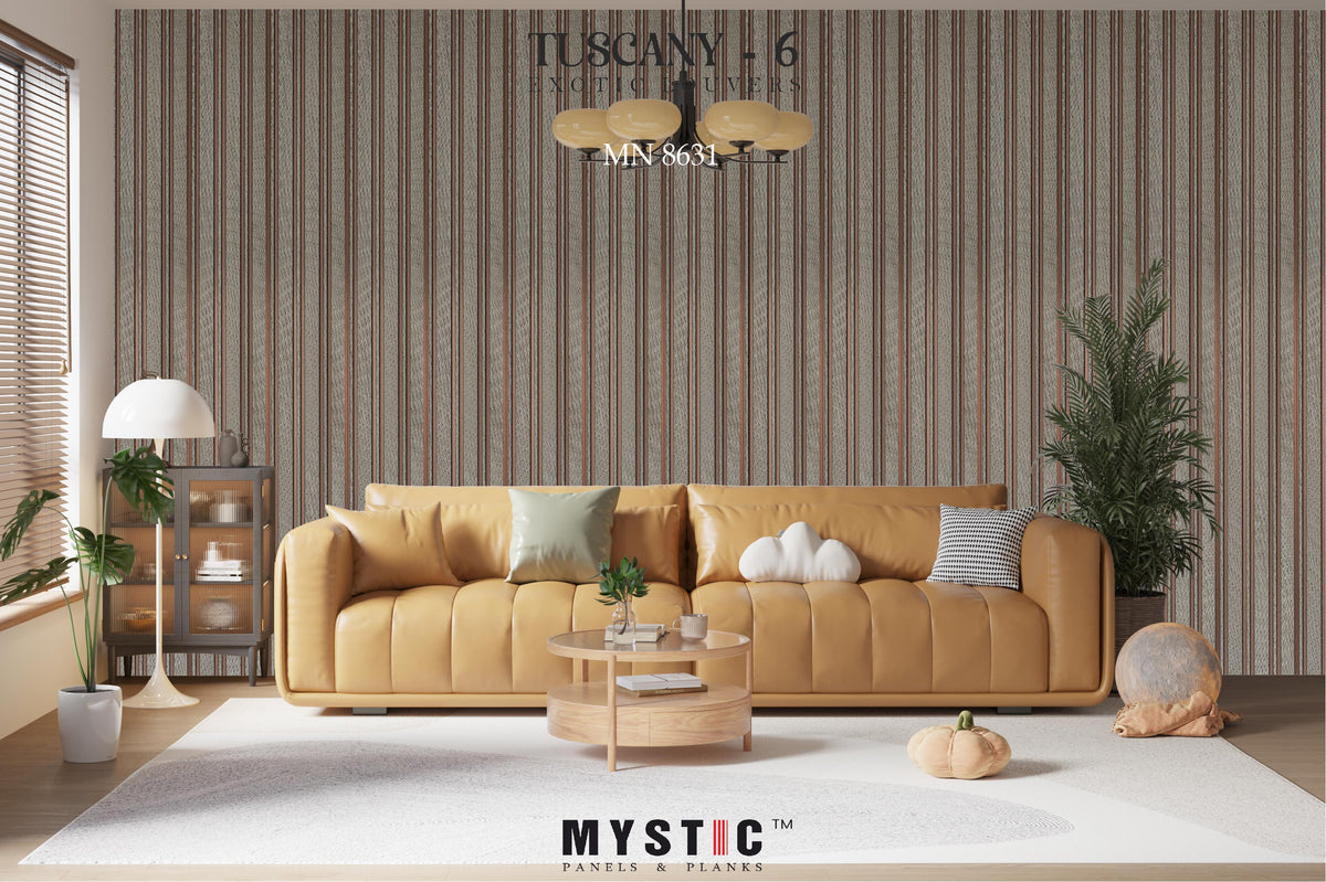 Grey woven-texture louver with copper grooves, MN-8631