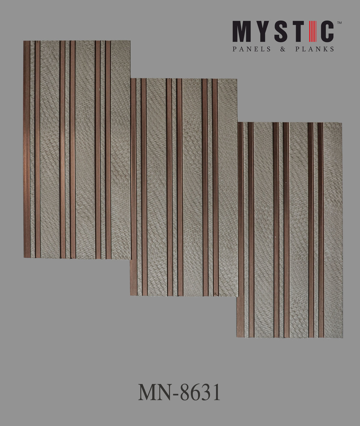 Grey woven-texture louver with copper grooves, MN-8631