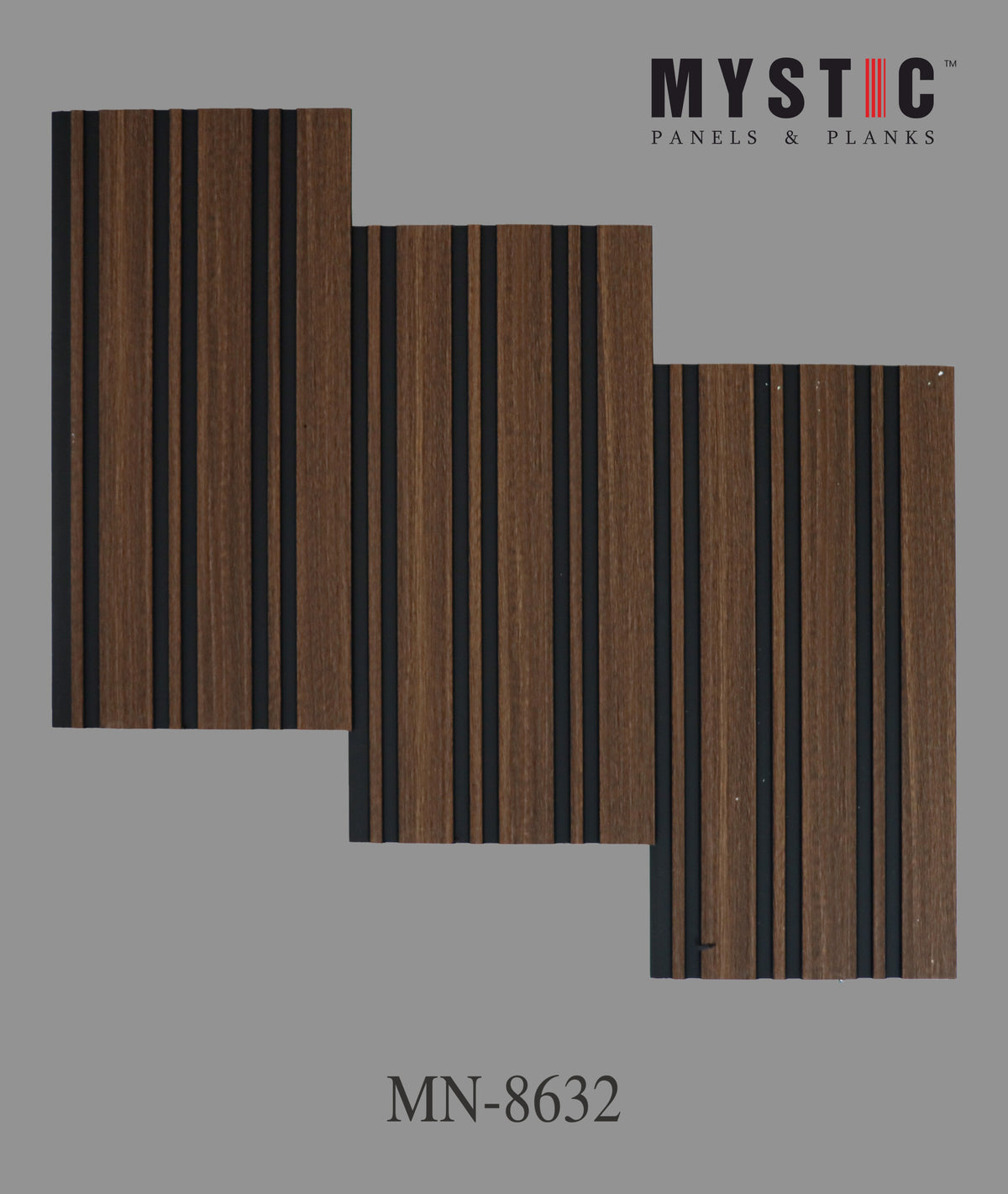 Walnut wood-grain louver with black grooves, MN-8632