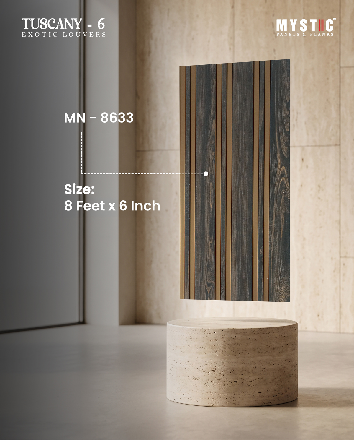 Dark wenge wood-grain louver with gold grooves, MN-8633