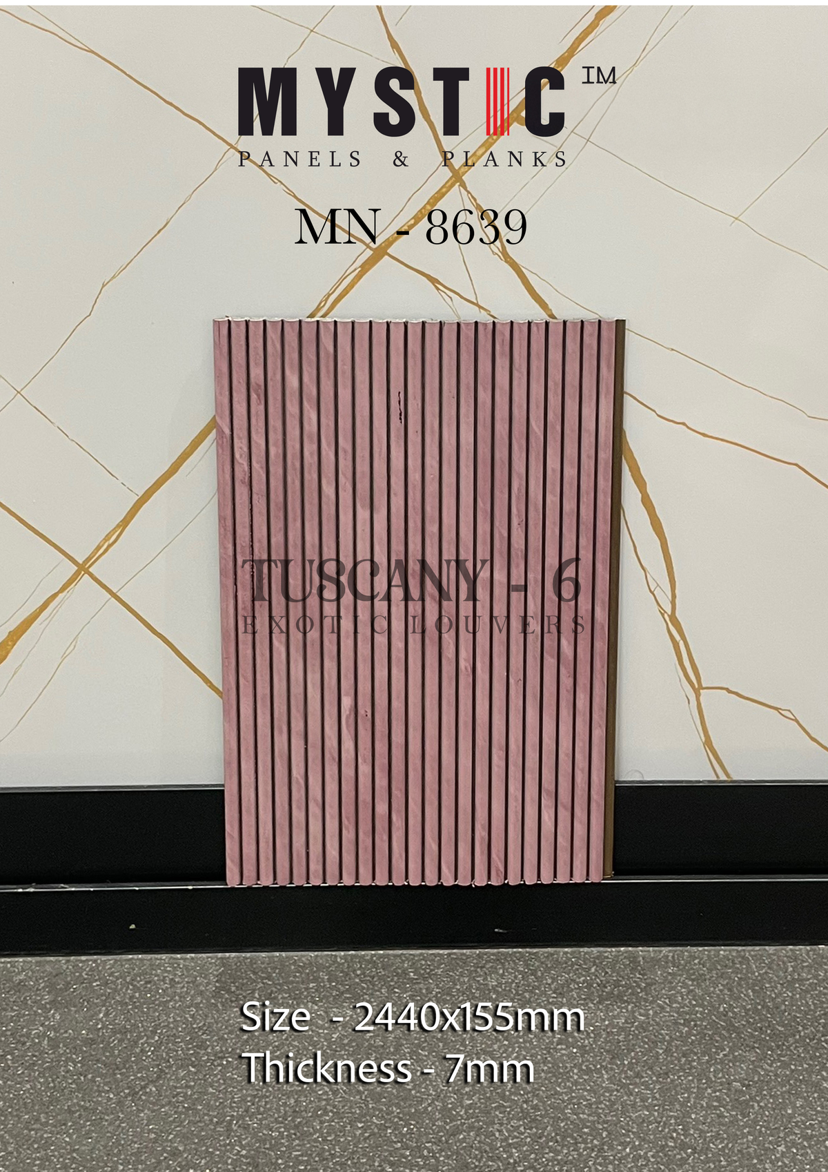Pink stone-texture fluted louver, Mystic MN-8639